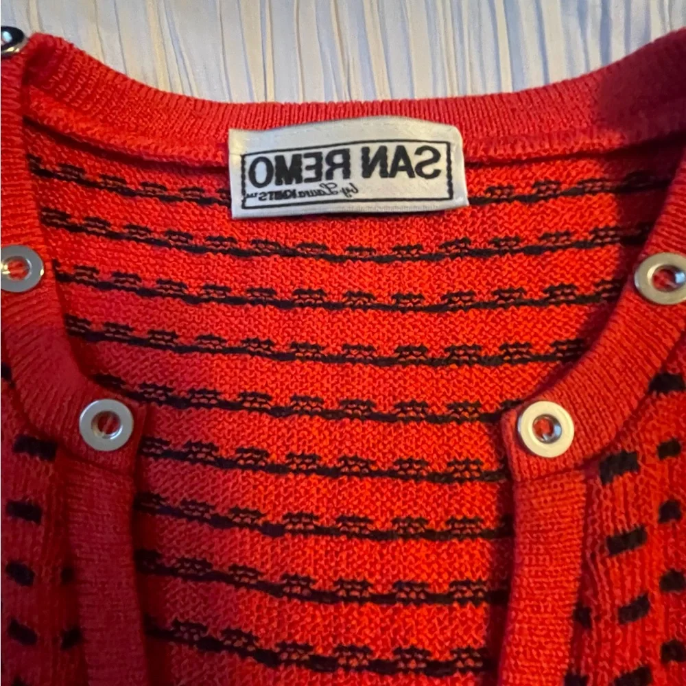 San Remo cardigan sweater and matching tank red with‎ black size XL vintage